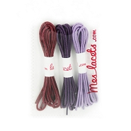 Coffret lilas lacets ronds et fins 60cm